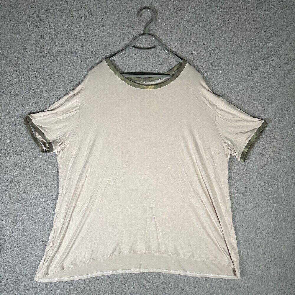 Women’s Size XL 95% Bamboo 5% Spandex Made‎ In USA T Shirt Beige Loose Fit Yoga